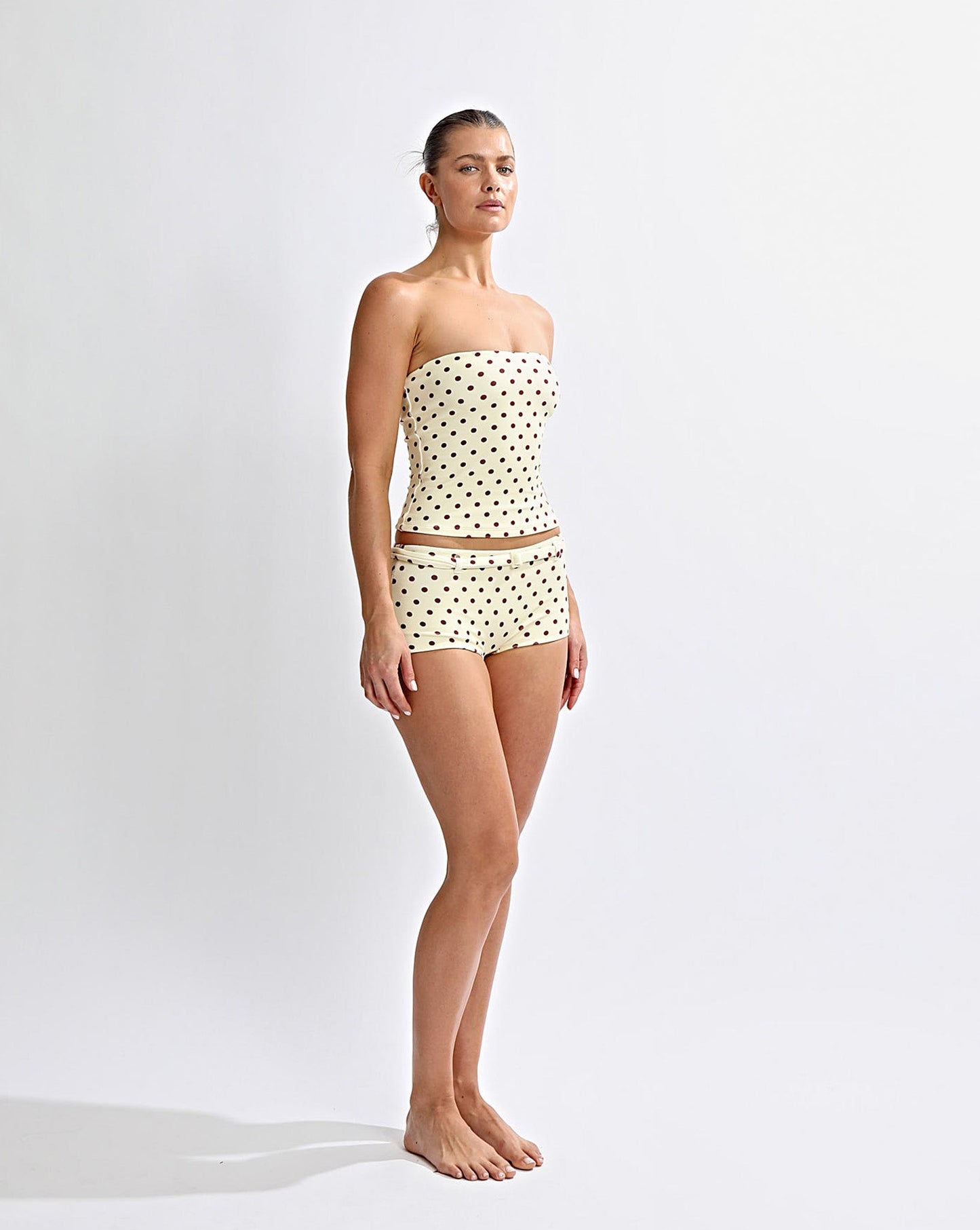 Nali Strapless Top Yellow Polka