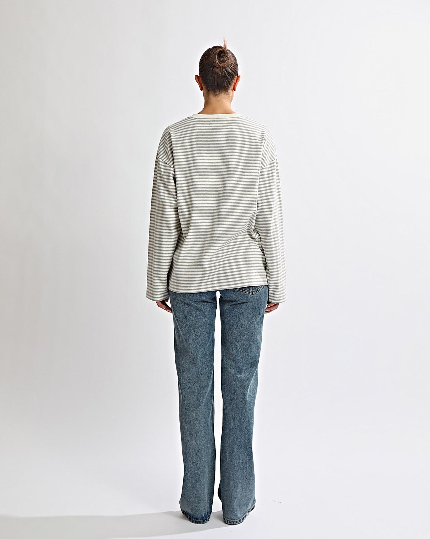 Milan Long Sleeve Top Grey/White
