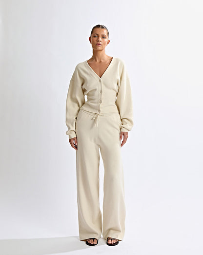 Dion Knit Pants Cream Cropped