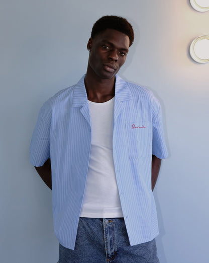 Theo Short Sleeve Shirt Blue Stripe
