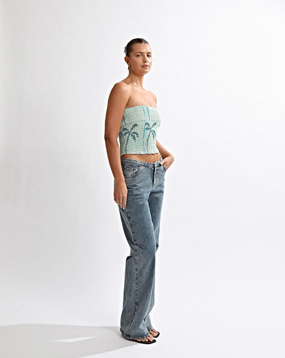 Lola Strapless Top Green Tonic