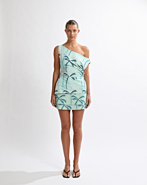 Lani Off Shoulder Top Green Tonic