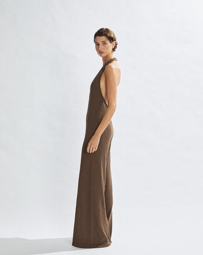 Sammy Knit Jumpsuit Chocolate Cropped