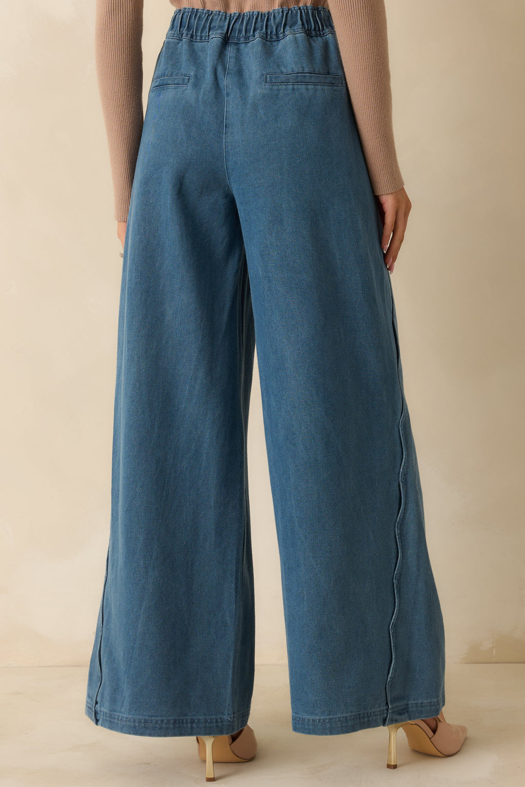 Curve Appeal Medium Wash Scalloped Edge Wide Leg Jeans