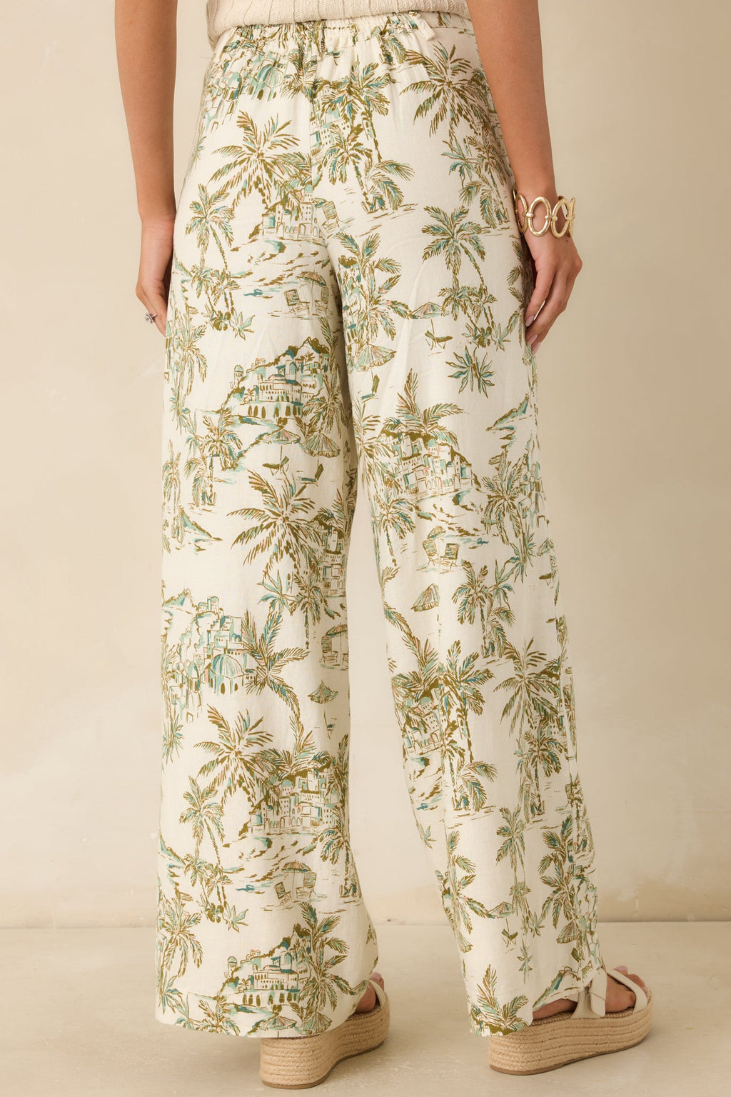 Z Supply Overlook Tiki Tide Light Beige & Green Linen Pant