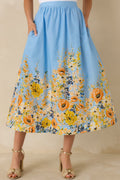 Tomorrow Will Come Blue Multi Cotton Floral Maxi Skirt