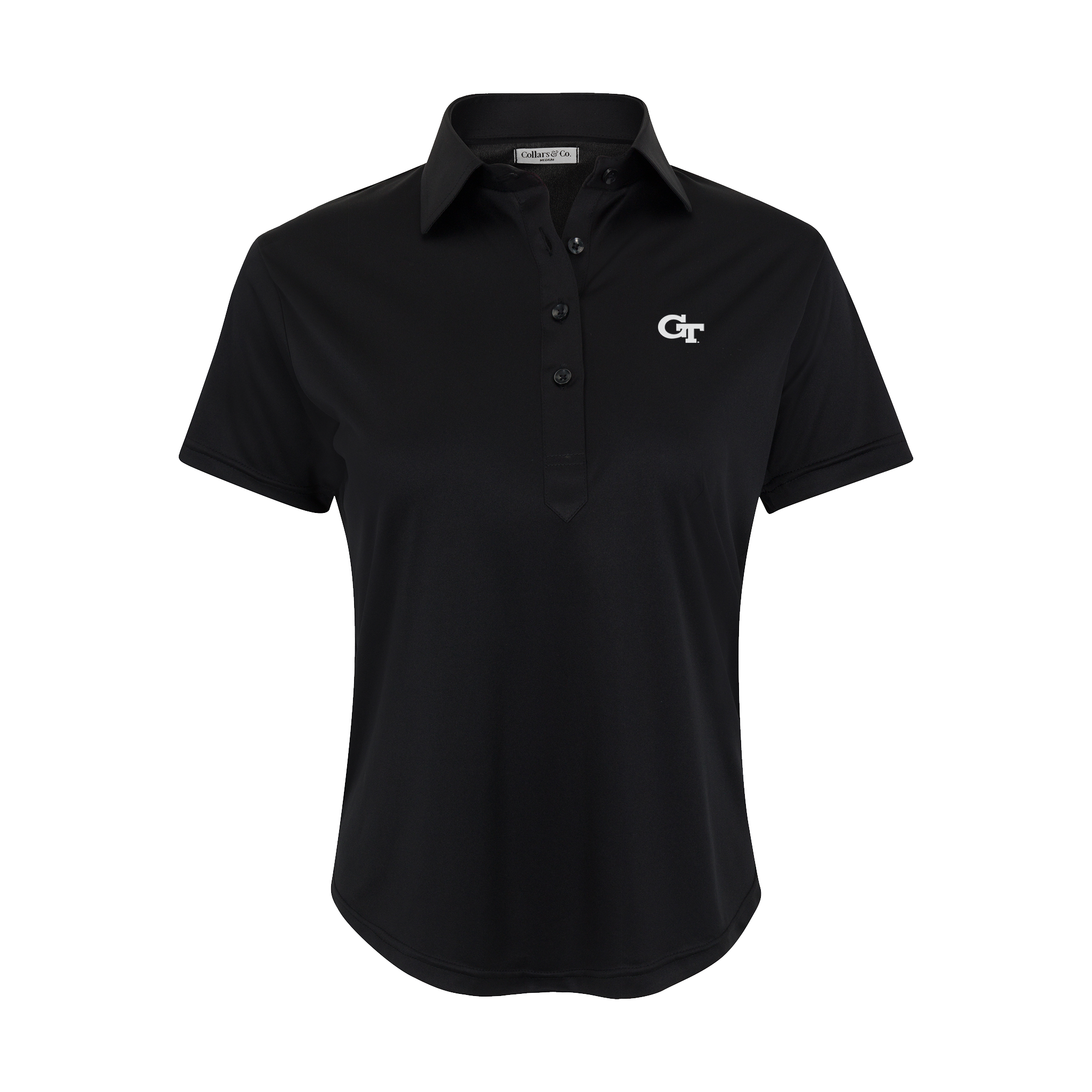 Georgia Tech Women's Cap Sleeve Semi Spread Polo Black
