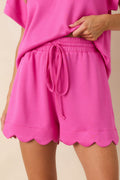 First Class Flirt Hot Pink Scalloped Hem Shorts