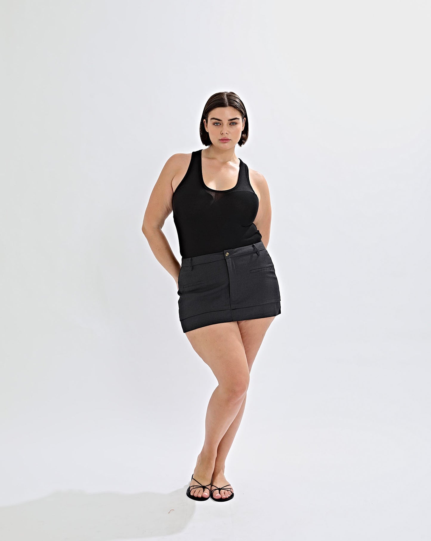Benny Tailored Skirt Dark Grey
