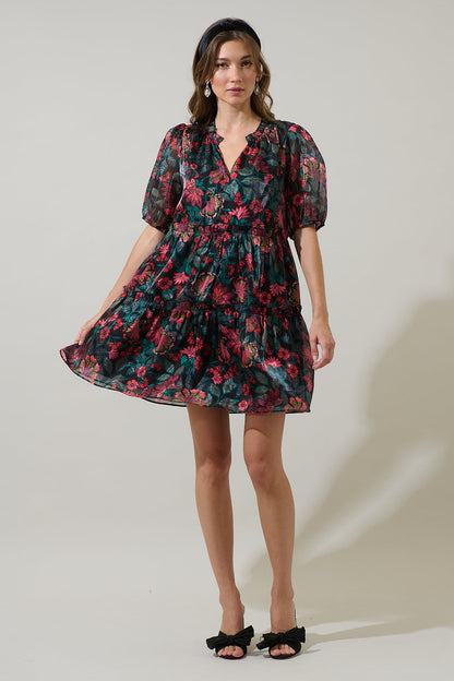 Briala Organza Islen Tiered Mini Dress