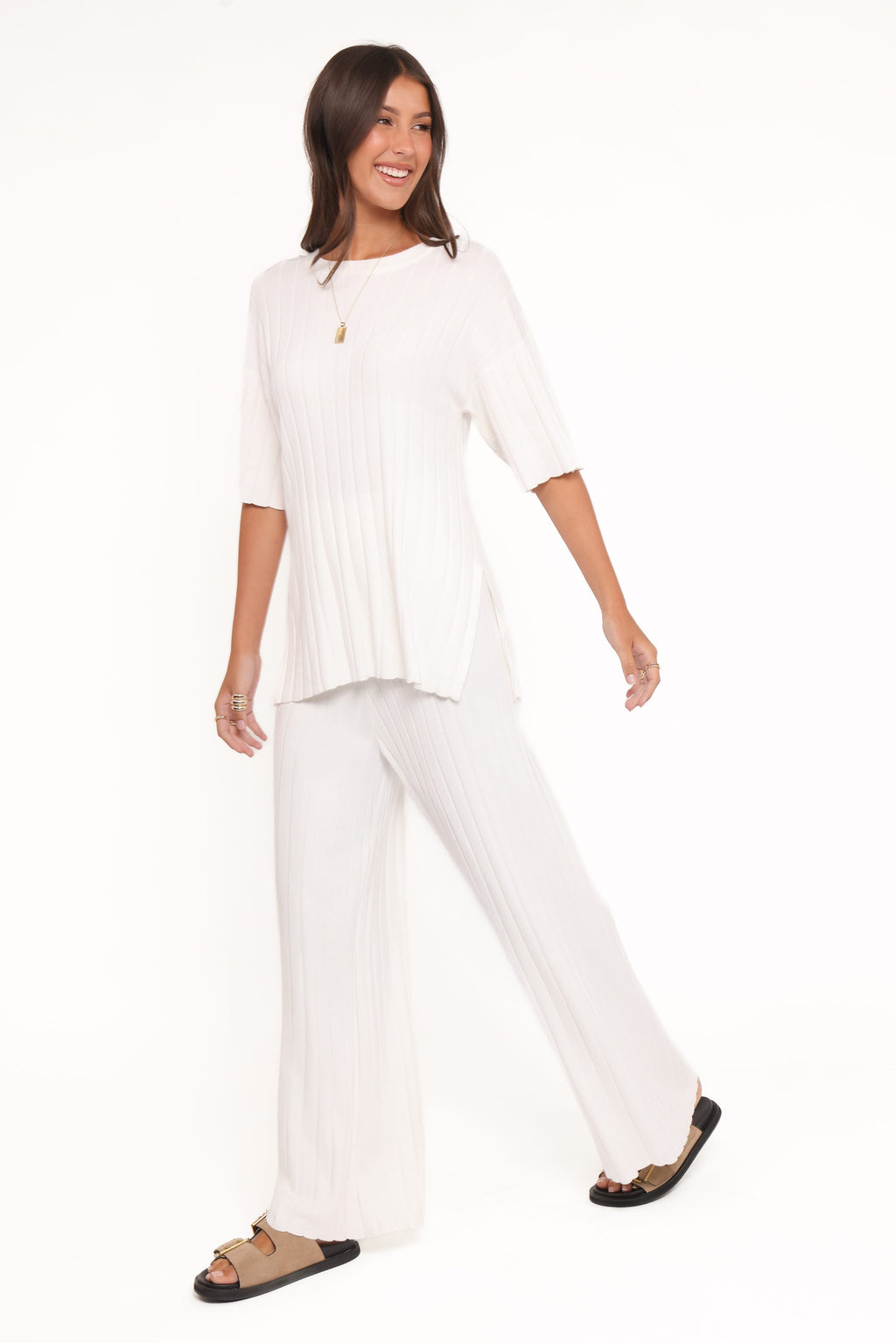Alix Ribbed Knit Set - Cream